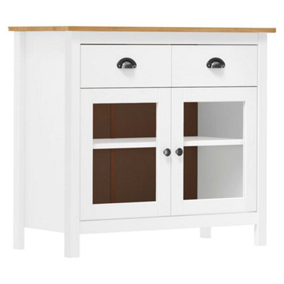 Berkfield Sideboard Hill Range White 90x40x80 cm Solid Pine Wood