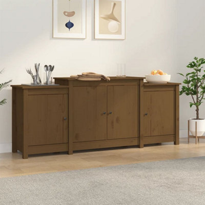 Berkfield Sideboard Honey Brown 164x37x68 cm Solid Wood Pine