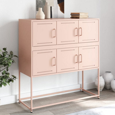 Berkfield Sideboard Pink 100.5x39x107 cm Steel