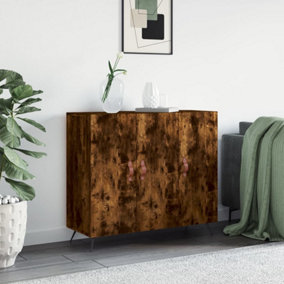 Berkfield Sideboard Smoked Oak 90x34x80 cm Engineered Wood