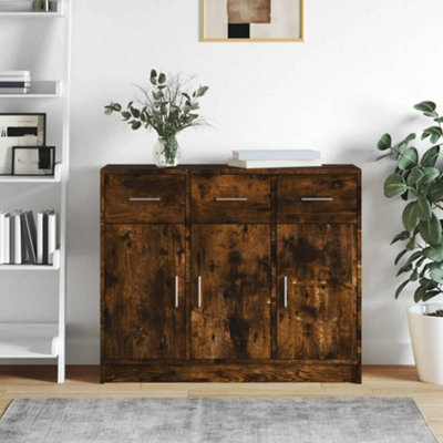 Berkfield Sideboard Smoked Oak 91x28x75 cm Engineered Wood