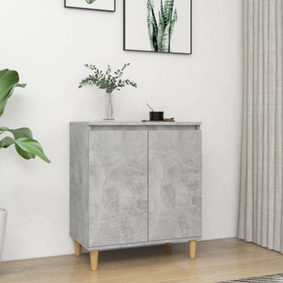 Berkfield Sideboard&Solid Wood Legs Concrete Grey 60x35x70 cm Engineered Wood