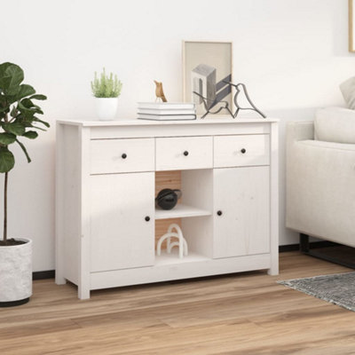 Berkfield Sideboard White 100x35x74,5 cm Solid Wood Pine