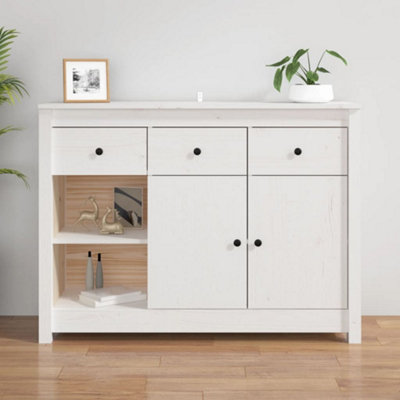 Berkfield Sideboard White 100x35x74 cm Solid Wood Pine