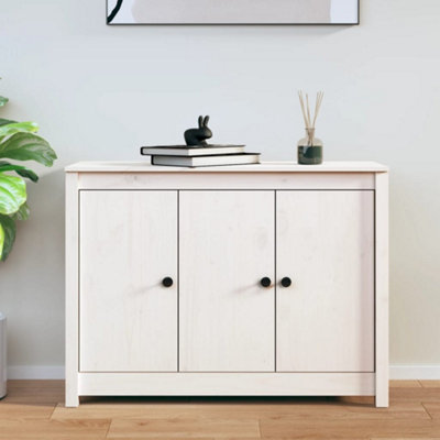 Berkfield Sideboard White 100x35x74 cm Solid Wood Pine