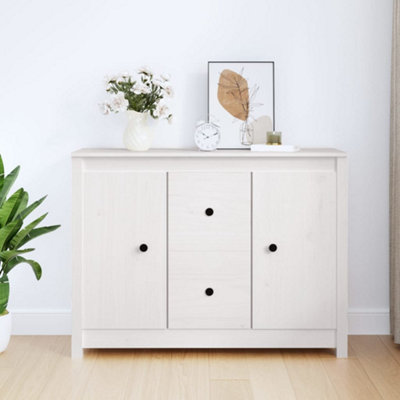 Berkfield Sideboard White 100x35x74 cm Solid Wood Pine