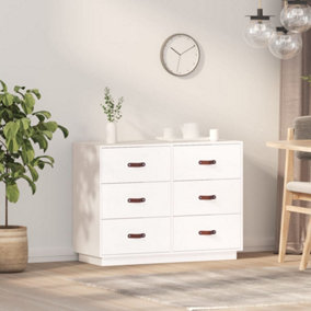 Berkfield Sideboard White 100x40x75 cm Solid Wood Pine