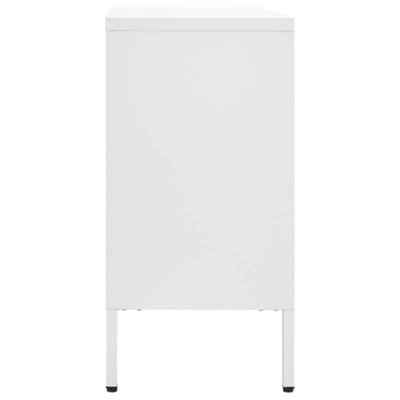 Berkfield Sideboard White 105x35x70 cm Steel and Tempered Glass