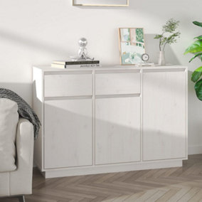 Berkfield Sideboard White 110x34x75 cm Solid Wood Pine