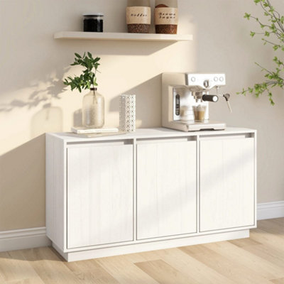 Berkfield Sideboard White 111x34x60 cm Solid Wood Pine