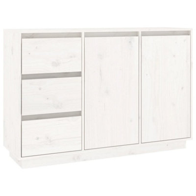 Berkfield Sideboard White 111x34x75 cm Solid Wood Pine