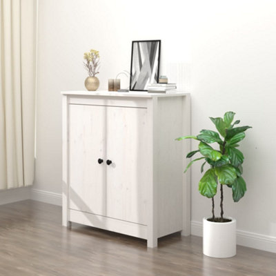 Berkfield Sideboard White 70x35x80 cm Solid Wood Pine