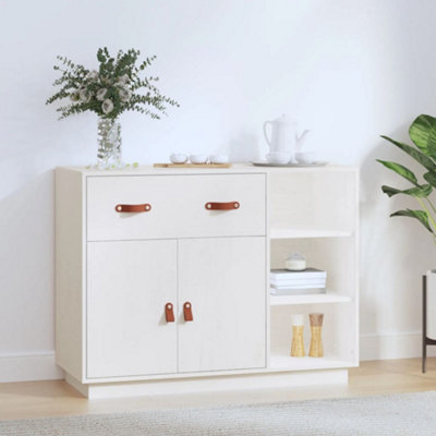 Berkfield Sideboard White 98.5x40x75 cm Solid Wood Pine