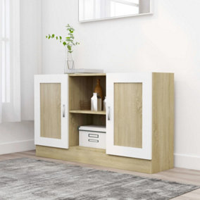 Berkfield Sideboard White and Sonoma Oak 120x30.5x70 cm Engineered Wood