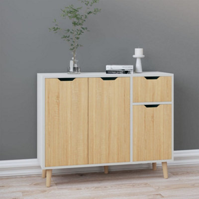 Berkfield Sideboard White and Sonoma Oak 90x30x72 cm Engineered Wood