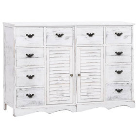 Berkfield Sideboard with 10 Drawers White 113x30x79 cm Wood
