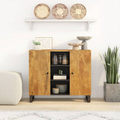 Berkfield Sideboard with 2 Doors 90x33x75 cm Solid Wood Mango | DIY at B&Q