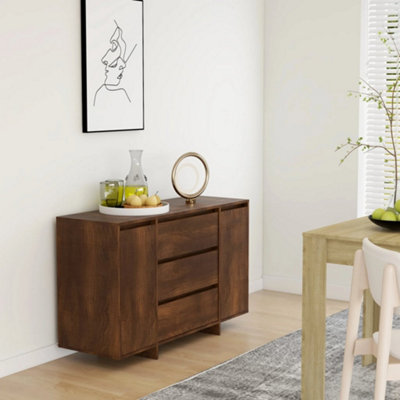 Berkfield Sideboard with 3 Drawers Brown Oak 120x41x75 cm Engineered Wood