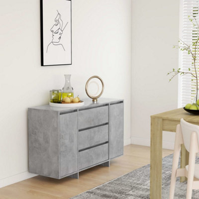 Berkfield Sideboard with 3 Drawers Concrete Grey 120x41x75 cm Engineered Wood