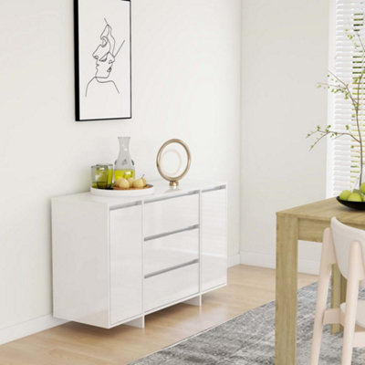 Berkfield Sideboard with 3 Drawers High Gloss White 120x41x75 cm Engineered Wood