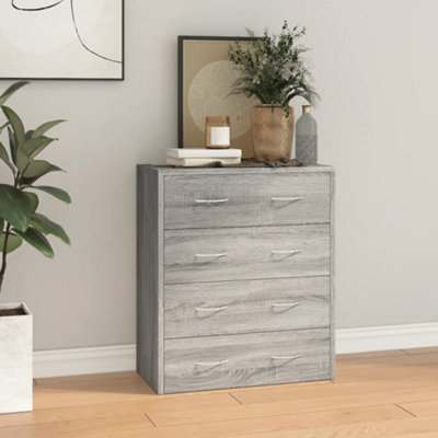 Berkfield Sideboard with 4 Drawers 60x30.5x71 cm Grey Sonoma