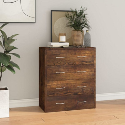 Berkfield Sideboard with 4 Drawers 60x30.5x71 cm Smoked Oak