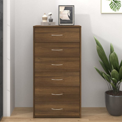 Berkfield Sideboard with 6 Drawers Brown Oak 50x34x96 cm Engineered Wood