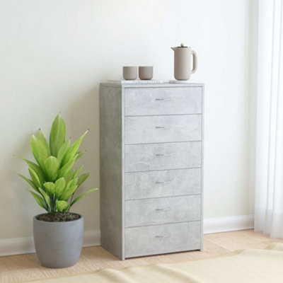 Berkfield Sideboard with 6 Drawers Concrete Grey 50x34x96 cm Engineered Wood