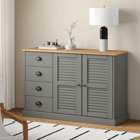 Berkfield Sideboard with Drawers VIGO 113x40x75 cm Grey Solid Wood Pine