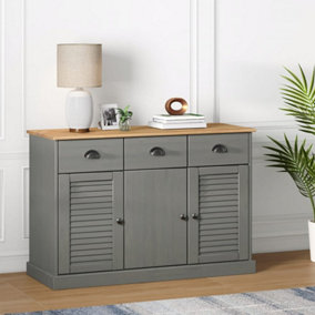 Berkfield Sideboard with Drawers VIGO 113x40x75 cm Grey Solid Wood Pine