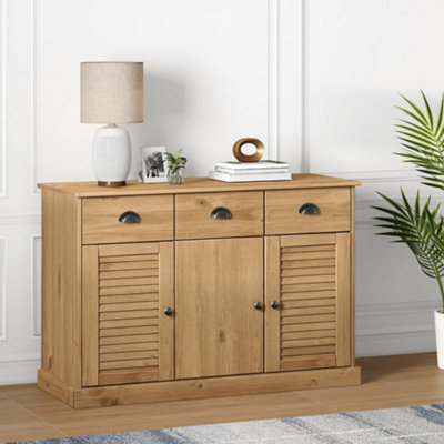 Berkfield Sideboard with Drawers VIGO 113x40x75 cm Solid Wood Pine