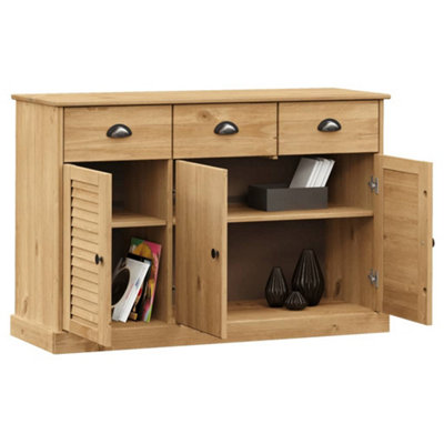 Berkfield Sideboard with Drawers VIGO 113x40x75 cm Solid Wood Pine