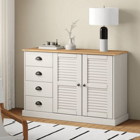 Berkfield Sideboard with Drawers VIGO 113x40x75 cm White Solid Wood Pine