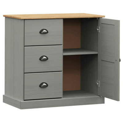 Berkfield Sideboard with Drawers VIGO 78x40x75 cm Grey Solid Wood Pine
