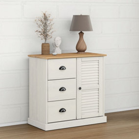 Berkfield Sideboard with Drawers VIGO 78x40x75 cm White Solid Wood Pine
