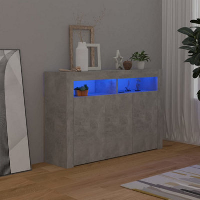 Berkfield Sideboard with LED Lights Concrete Grey 115.5x30x75 cm