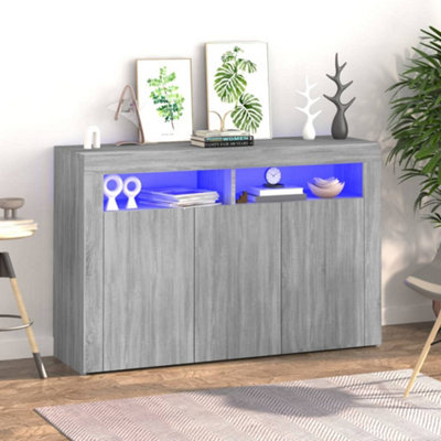 Berkfield Sideboard with LED Lights Grey Sonoma 115.5x30x75 cm