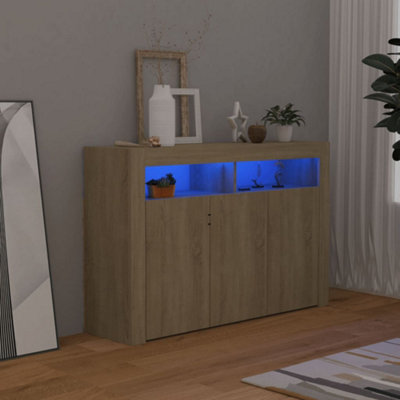 Berkfield Sideboard with LED Lights Sonoma Oak 115.5x30x75 cm