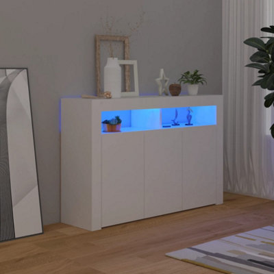 Berkfield Sideboard with LED Lights White 115.5x30x75 cm | DIY at B&Q