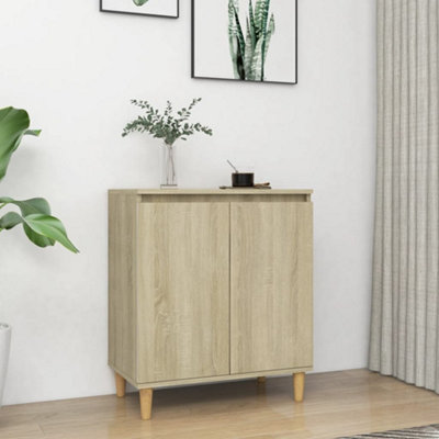 Berkfield Sideboard with Solid Wood Legs Sonoma Oak 60x35x70 cm Engineered Wood