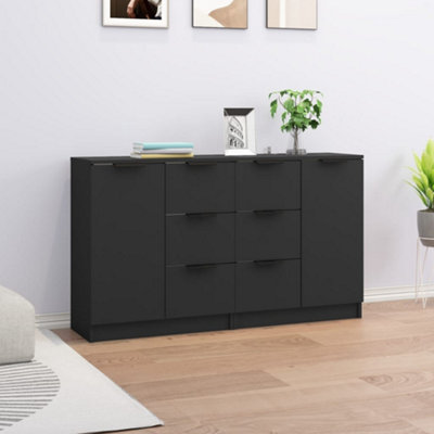 Berkfield Sideboards 2 pcs Black 60x30x70 cm Engineered Wood