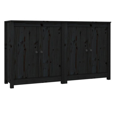 Berkfield Sideboards 2 pcs Black 70x35x80 cm Solid Wood Pine