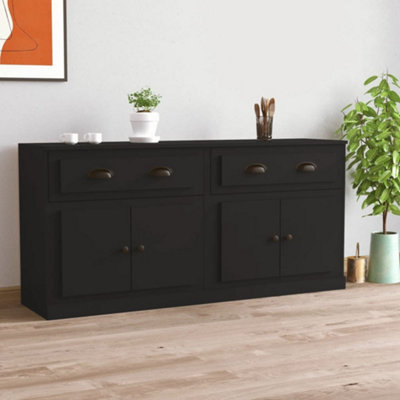 Berkfield Sideboards 2 pcs Black Engineered Wood