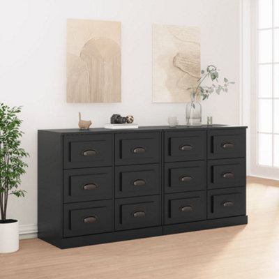 Berkfield Sideboards 2 pcs Black Engineered Wood