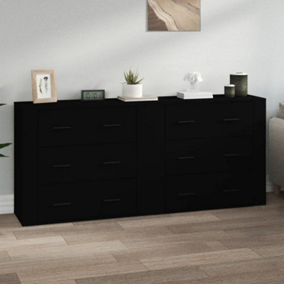 Berkfield Sideboards 2 pcs Black Engineered Wood