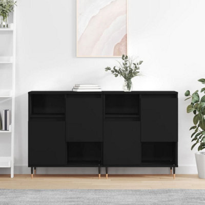 Berkfield Sideboards 2 pcs Black Engineered Wood