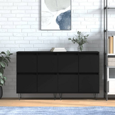 Berkfield Sideboards 2 pcs Black Engineered Wood