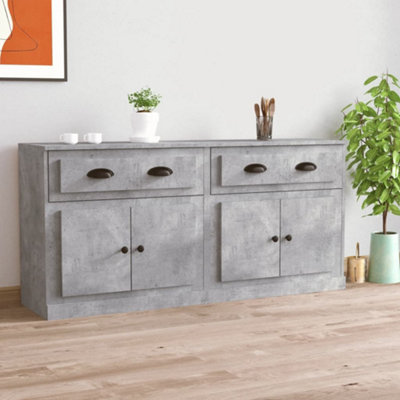 Berkfield Sideboards 2 pcs Concrete Grey Engineered Wood