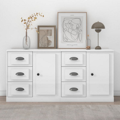 Berkfield Sideboards 2 pcs High Gloss White Engineered Wood