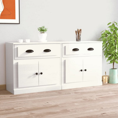 Berkfield Sideboards 2 pcs High Gloss White Engineered Wood | DIY at B&Q